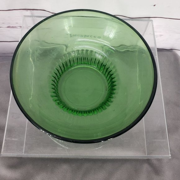 Vintage Green Glass Bowl by EO Brody Co with Scalloped Rim Pedestal Bowl - Picture 6 of 13